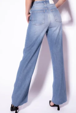 Jeans|PINKO Jean Wide Leg Taille Haute Delavage Stone Moyen Clair