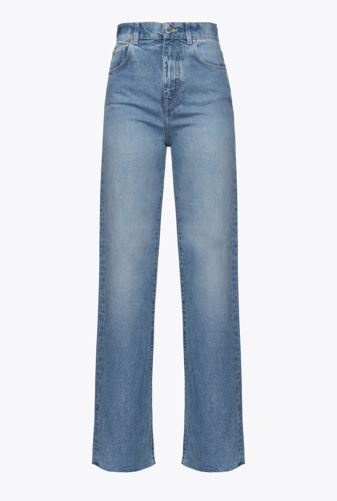 Jeans|PINKO Jean Wide Leg Taille Haute Delavage Stone Moyen Clair