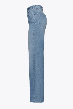 Jeans|PINKO Jean Wide Leg Taille Haute Delavage Stone Moyen Clair