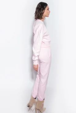 Pantalons|PINKO Jogging A Logo Imprime Lilas Poudre