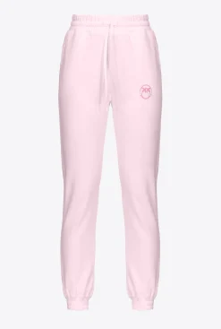 Pantalons|PINKO Jogging A Logo Imprime Lilas Poudre