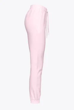 Pantalons|PINKO Jogging A Logo Imprime Lilas Poudre