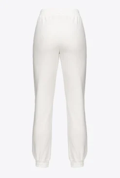 Pantalons|PINKO Jogging A Logo Imprime Blanc Soie