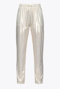 Pantalons|PINKO Jogging Metallise Or/Blanc