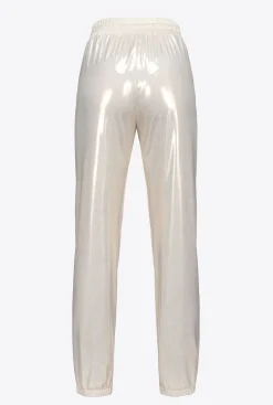 Pantalons|PINKO Jogging Metallise Or/Blanc