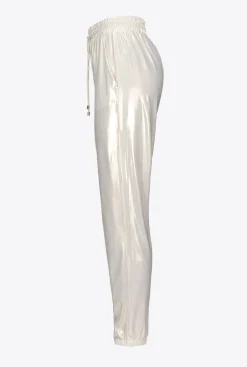 Pantalons|PINKO Jogging Metallise Or/Blanc