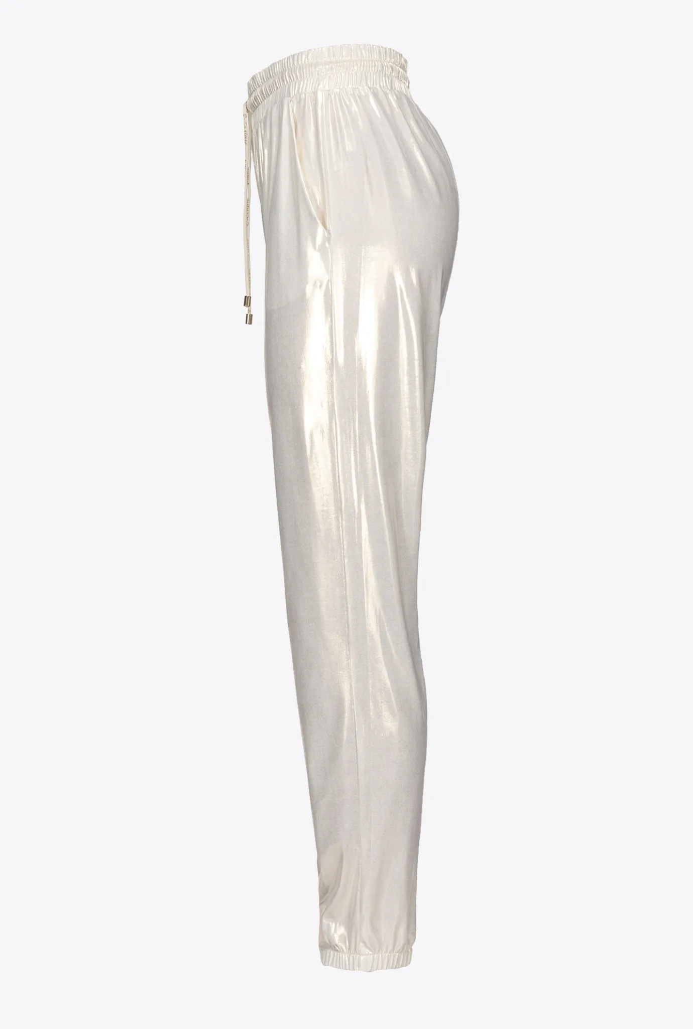 Pantalons|PINKO Jogging Metallise Or/Blanc