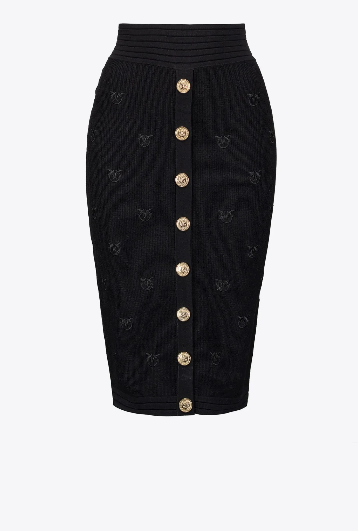 Jupes|PINKO Jupe En Jacquard Love Birds Noir Limousine