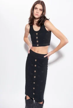 Jupes|PINKO Jupe En Jacquard Love Birds Noir Limousine
