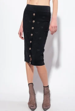 Jupes|PINKO Jupe En Jacquard Love Birds Noir Limousine