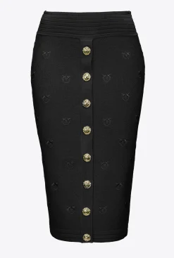 Jupes|PINKO Jupe En Jacquard Love Birds Noir Limousine