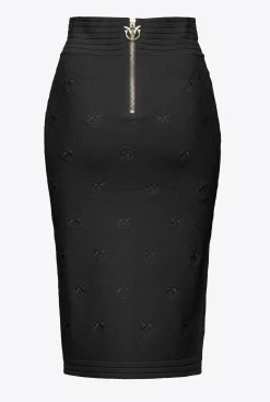 Jupes|PINKO Jupe En Jacquard Love Birds Noir Limousine
