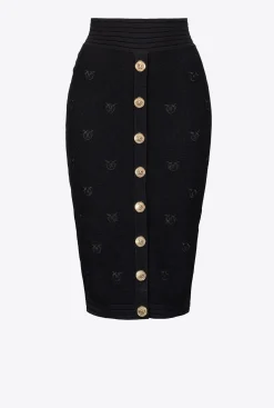 Jupes|PINKO Jupe En Jacquard Love Birds Noir Limousine