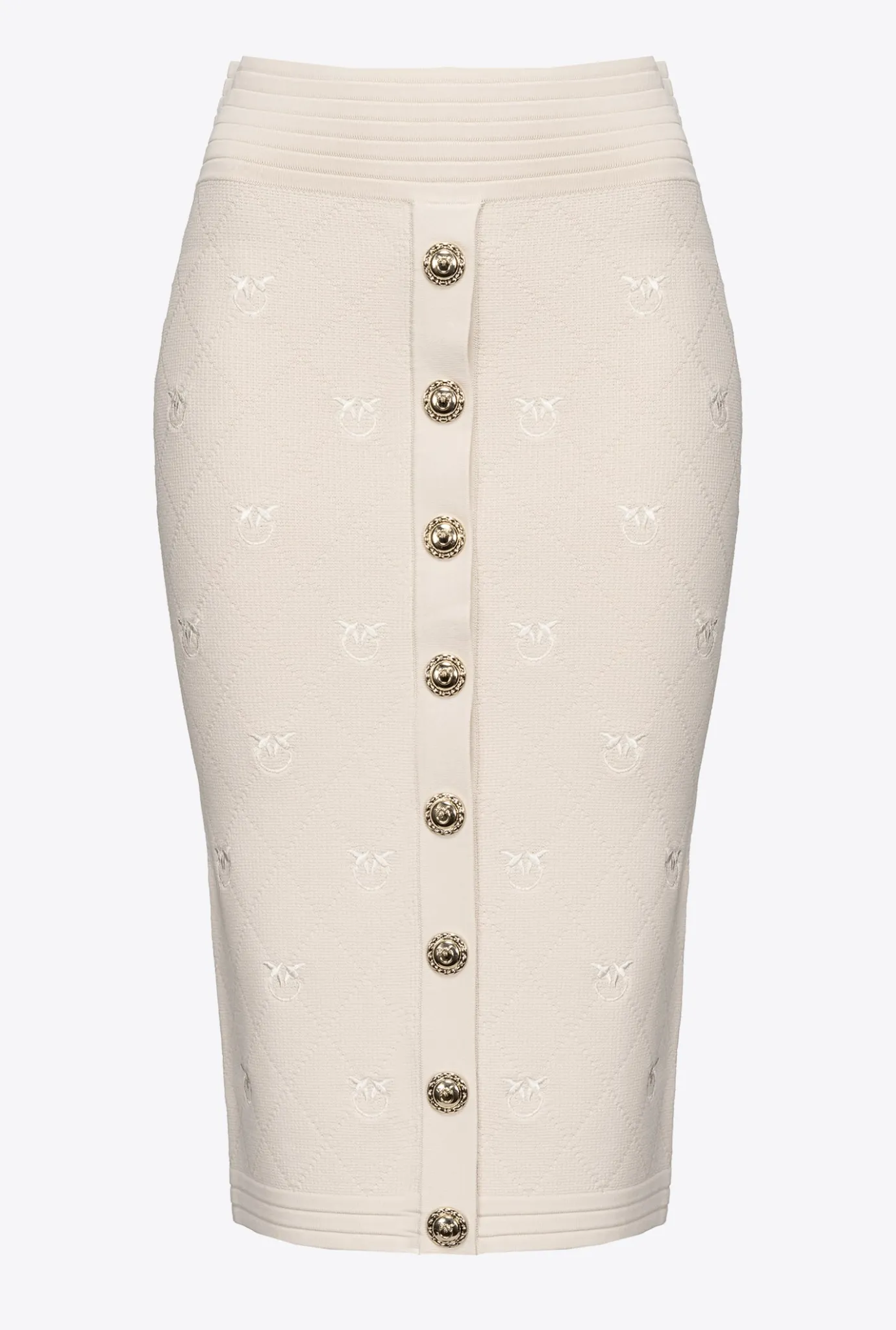 Jupes|PINKO Jupe En Jacquard Love Birds Beige Bouleau