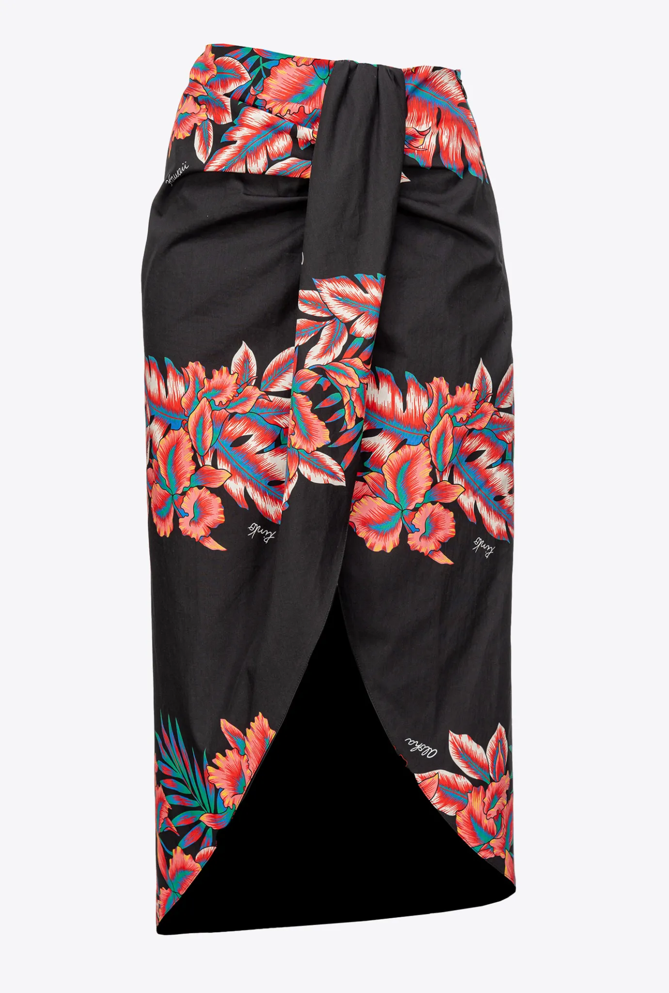 Jupes|PINKO Jupe Longue A Imprime Tropical Multi. Noir/Rouge