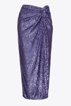 Jupes|PINKO Jupe Longue A Rayures Pailletees Lilas Lavande