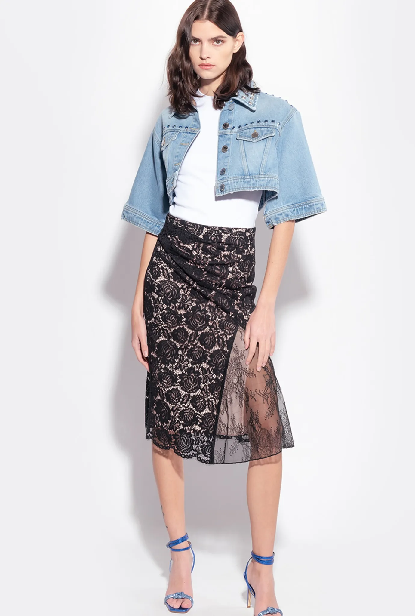 Jupes|PINKO Jupe Longue En Dentelle Noir Limousine