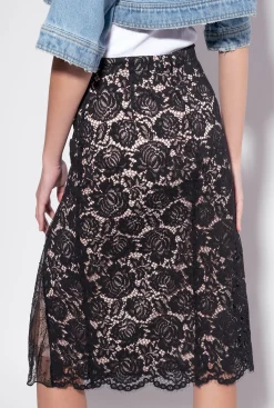 Jupes|PINKO Jupe Longue En Dentelle Noir Limousine