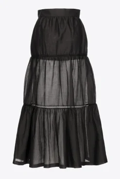 Jupes|PINKO Jupe Longue En Mousseline Noir Limousine