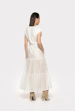 Jupes|PINKO Jupe Longue En Mousseline Blanc Immacule
