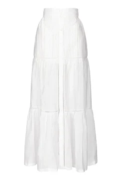 Jupes|PINKO Jupe Longue En Mousseline Blanc Immacule