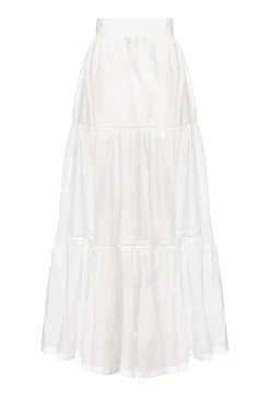 Jupes|PINKO Jupe Longue En Mousseline Blanc Immacule