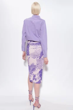 Jupes|PINKO Jupe Midi A Imprime Floral Nude/Violet