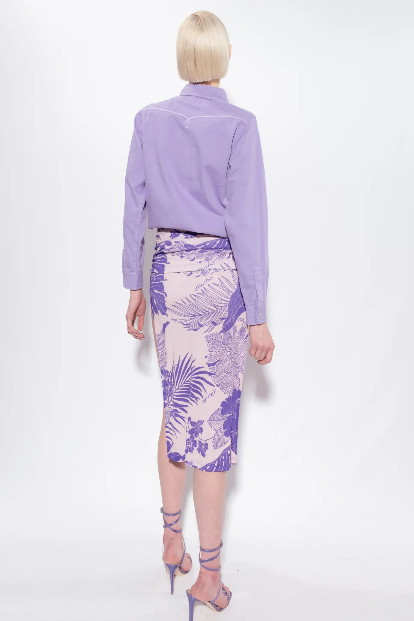 Jupes|PINKO Jupe Midi A Imprime Floral Nude/Violet