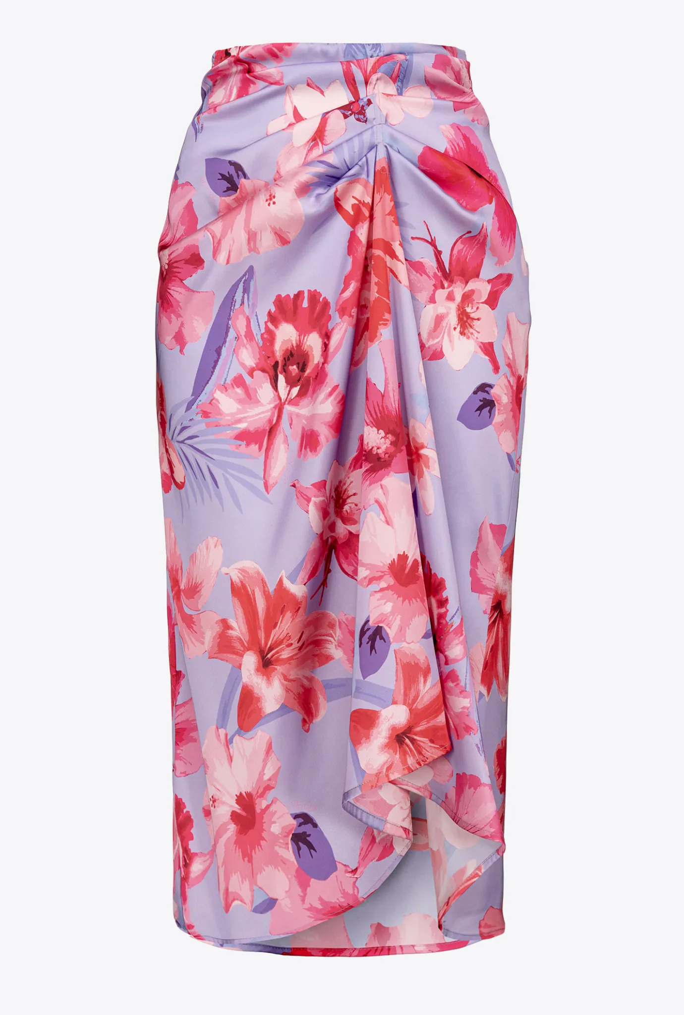 Jupes|PINKO Jupe Midi A Imprime Floral Lilas/Rose Clair/Fuchsia