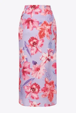 Jupes|PINKO Jupe Midi A Imprime Floral Lilas/Rose Clair/Fuchsia