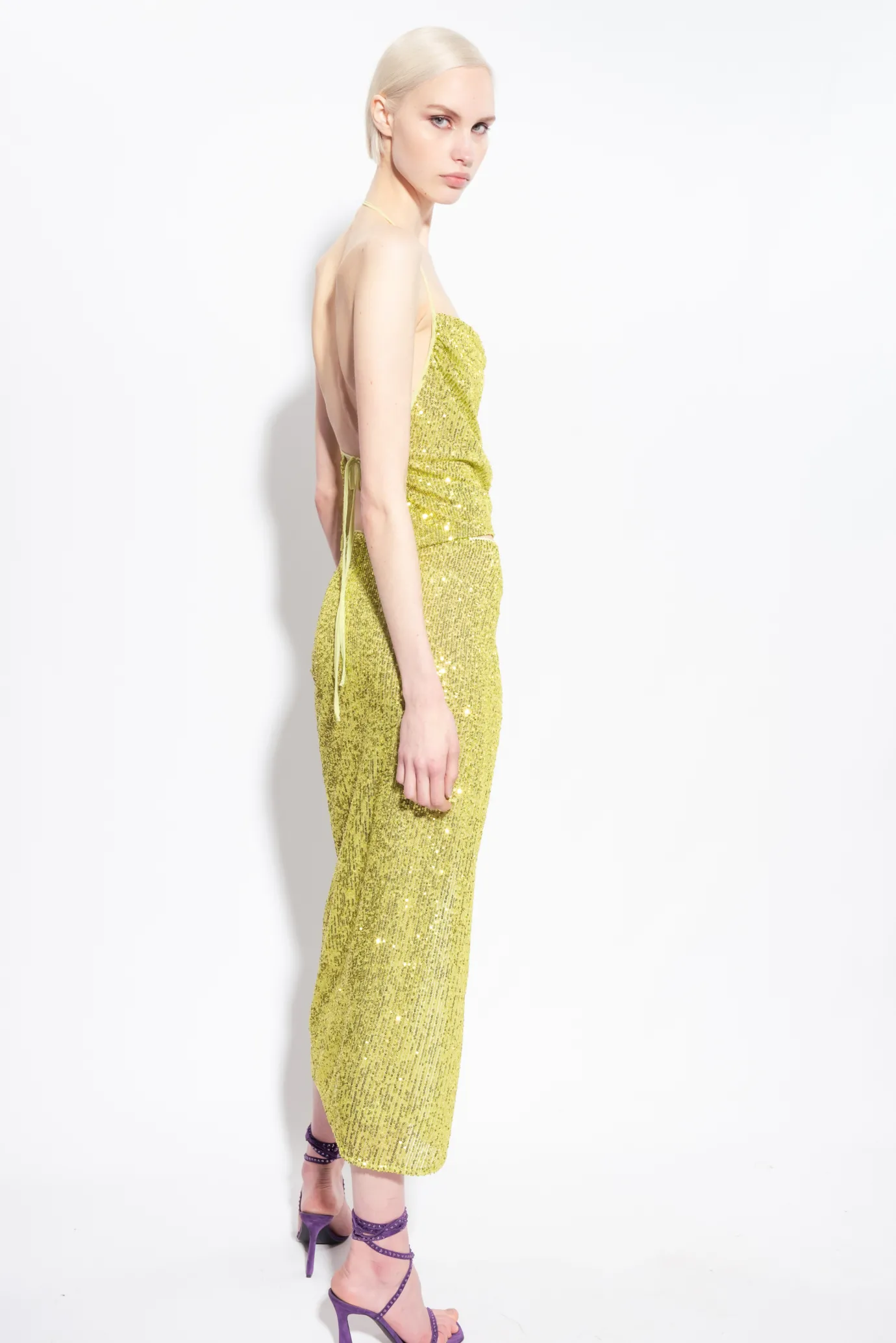 Jupes|PINKO Jupe Midi A Paillettes Vert - Solfatare