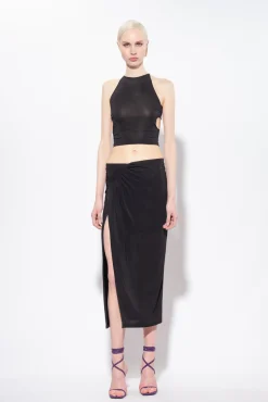 Jupes|PINKO Jupe Midi En Jersey Fluide Noir Limousine
