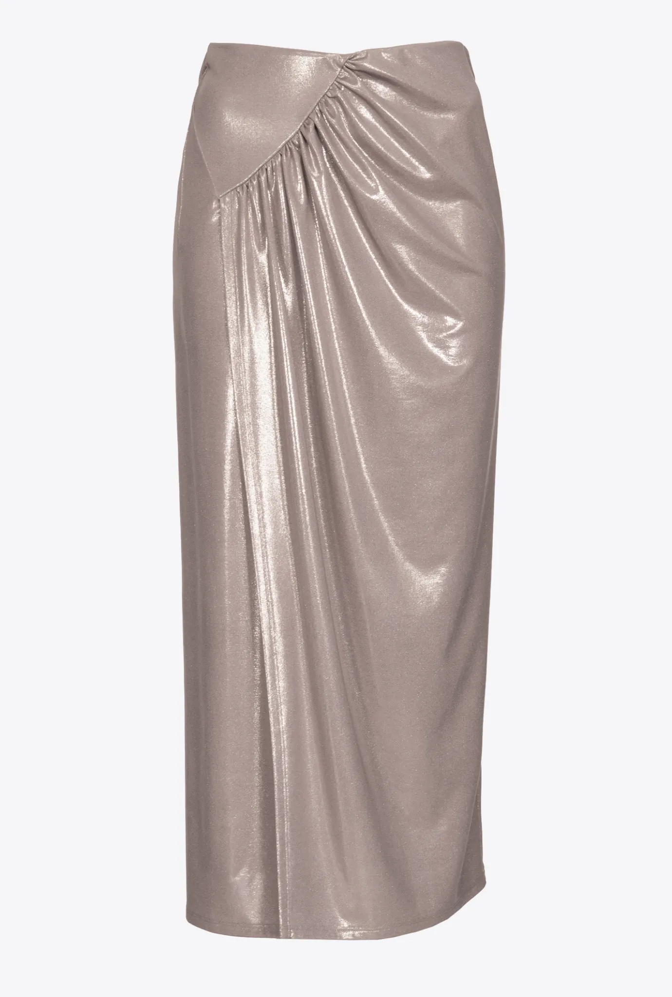 Jupes|PINKO Jupe Midi En Jersey Lame Effet Mouille Beige Champignon