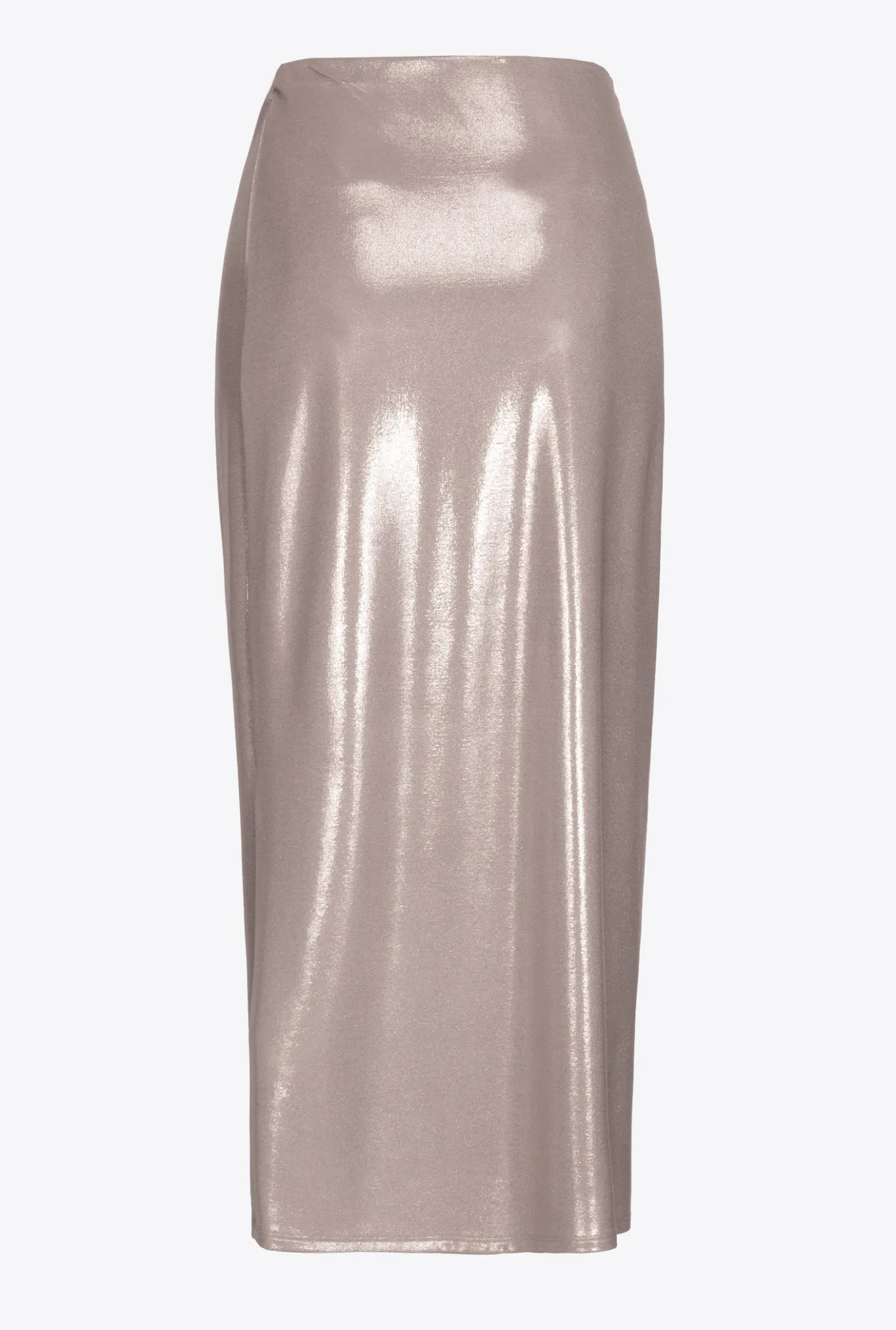 Jupes|PINKO Jupe Midi En Jersey Lame Effet Mouille Beige Champignon