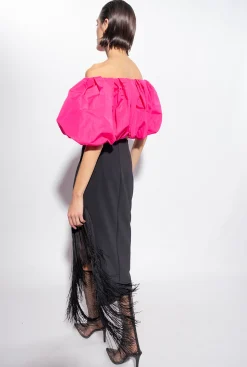 Jupes|PINKO Jupe Mi-Longue A Franges Laterales Noir Limousine