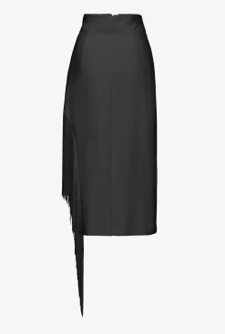 Jupes|PINKO Jupe Mi-Longue A Franges Laterales Noir Limousine