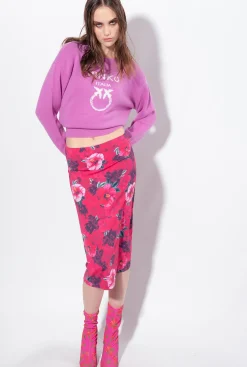 Jupes|PINKO Jupe Mi-Longue A Imprime Hibiscus Multi.Fuchsia/Rose