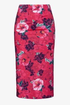 Jupes|PINKO Jupe Mi-Longue A Imprime Hibiscus Multi.Fuchsia/Rose