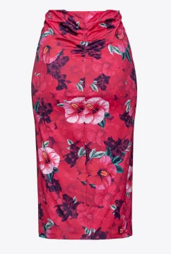 Jupes|PINKO Jupe Mi-Longue A Imprime Hibiscus Multi.Fuchsia/Rose