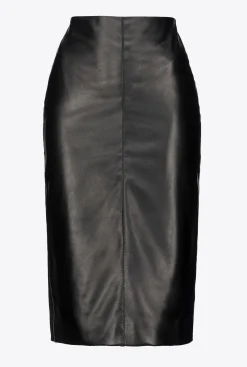 Jupes|PINKO Jupe Mi-Longue Bi-Matiere Noir Limousine