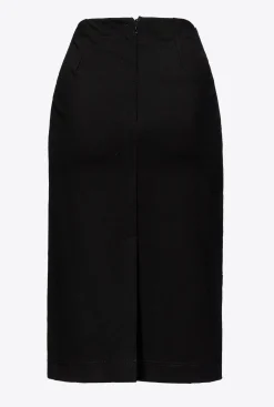 Jupes|PINKO Jupe Mi-Longue Bi-Matiere Noir Limousine
