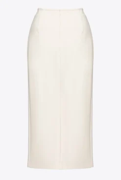 Jupes|PINKO Jupe Mi-Longue Boutonnee Rose Fume Blanc