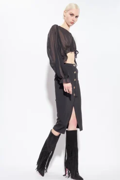 Jupes|PINKO Jupe Mi-Longue Boutonnee Noir Limousine