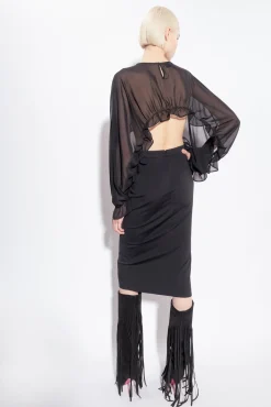 Jupes|PINKO Jupe Mi-Longue Boutonnee Noir Limousine