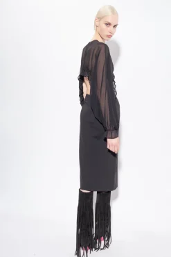 Jupes|PINKO Jupe Mi-Longue Boutonnee Noir Limousine