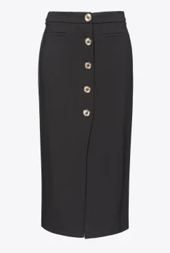 Jupes|PINKO Jupe Mi-Longue Boutonnee Noir Limousine