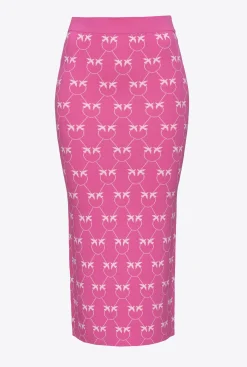 Jupes|PINKO Jupe Mi-Longue En Jacquard Monogram Fuchsia/Rose