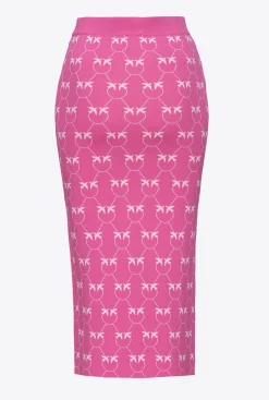 Jupes|PINKO Jupe Mi-Longue En Jacquard Monogram Fuchsia/Rose