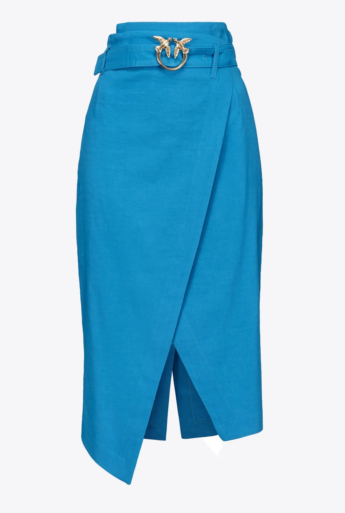 Jupes|PINKO Jupe Mi-Longue En Lin Bleu Directoire