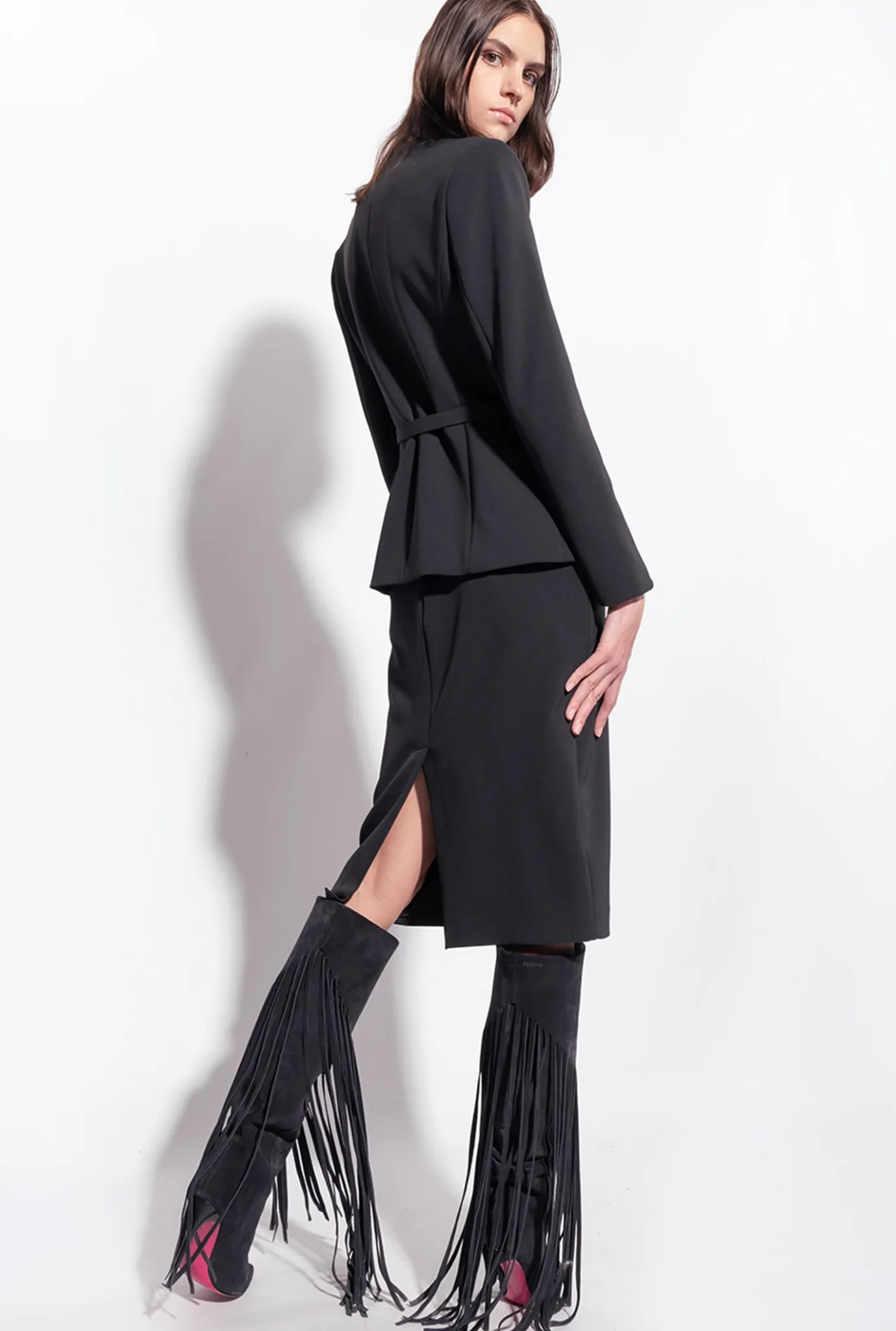 Jupes|PINKO Jupe Mi-Longue Fendue Noir Limousine